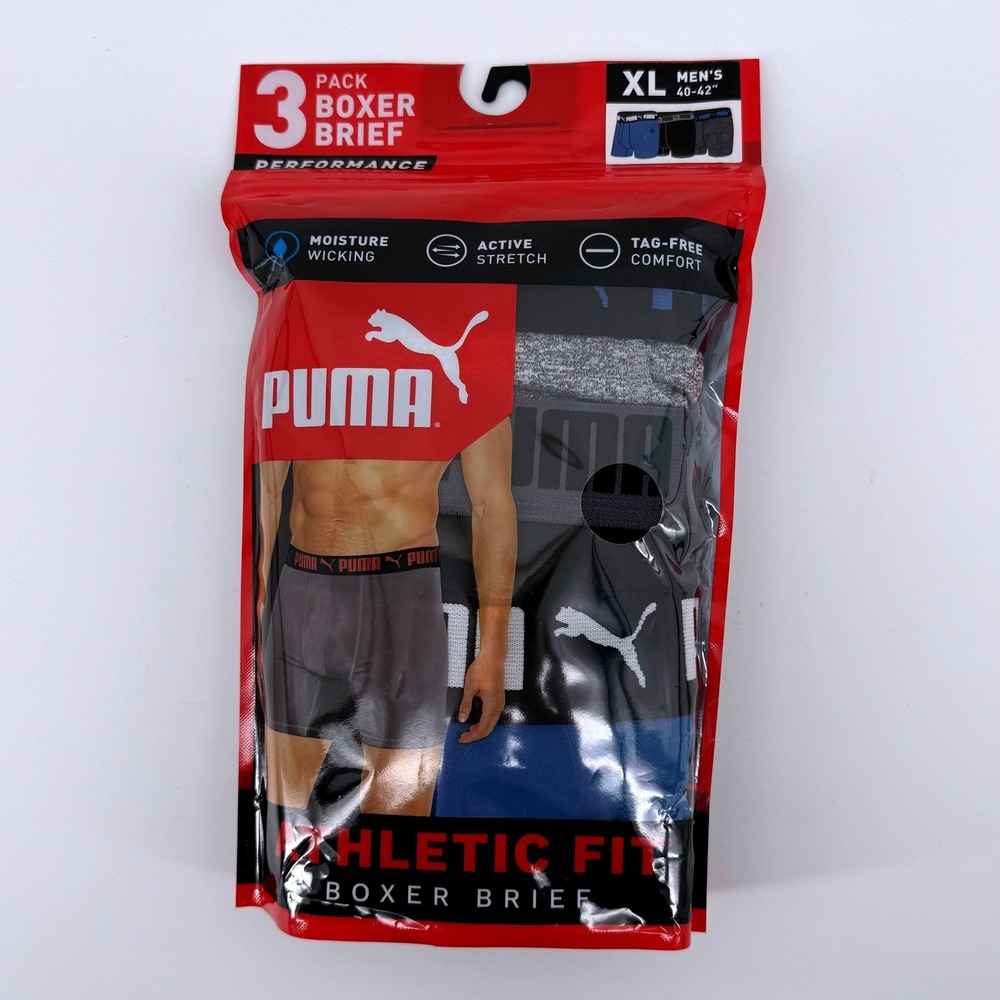 Puma Boxer Briefs Men XL 3-Pack Performance Athletic Fit DryCell Underwear
